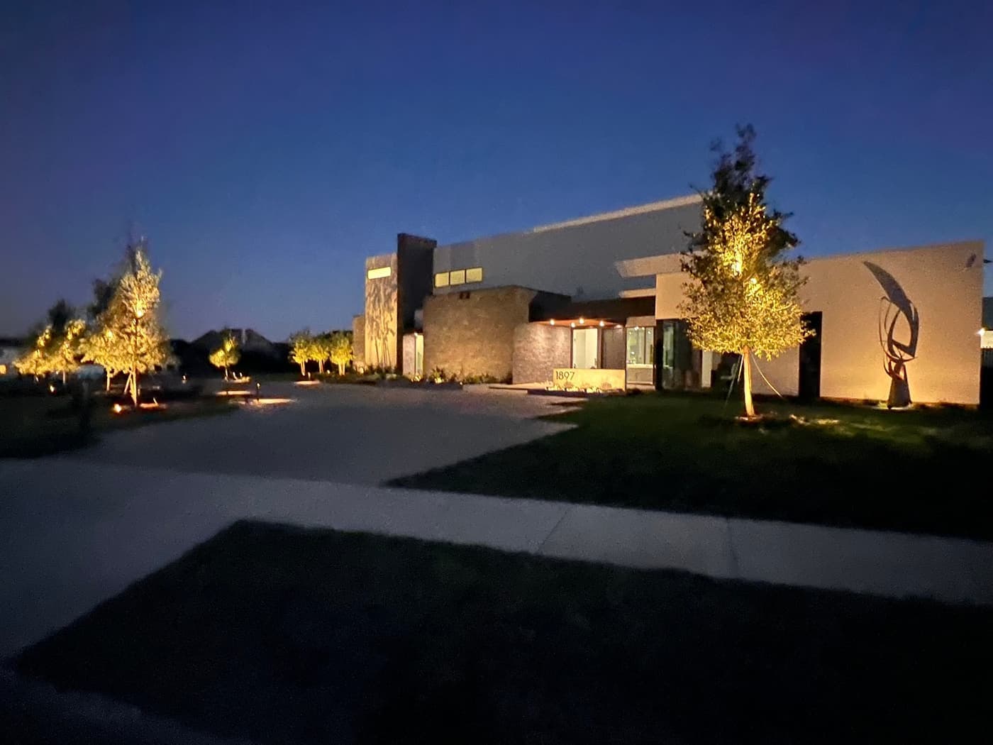 Landscape and pathway lighting around a North Texas home