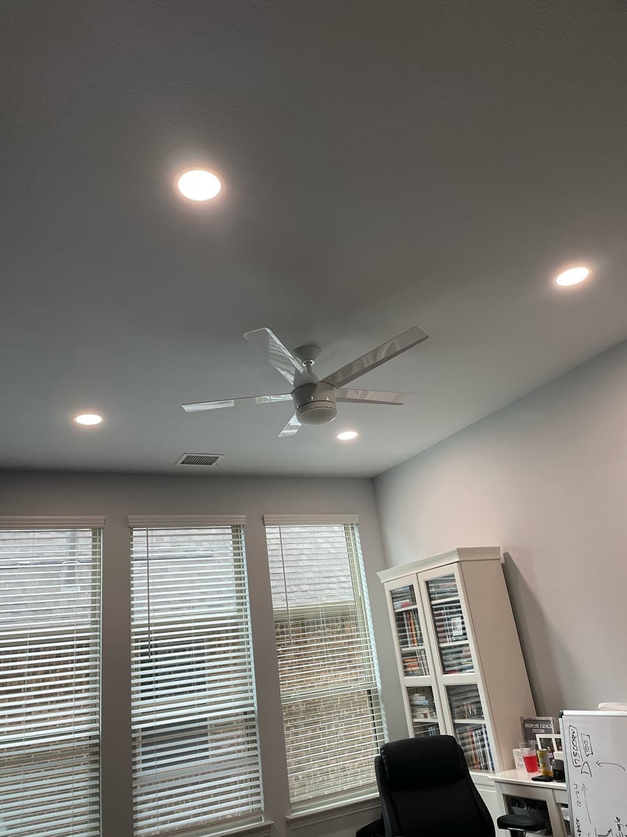 Recessed lighting and ceiling fan installation